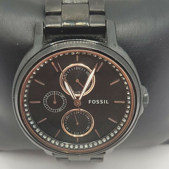 FOSSIL Chelsey ES3451 Womens Black Stainless Steel Analog Black Dial Watch BC378 - Picture 1 of 10